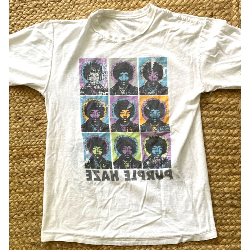 Jimi Hendrix Purple Haze T-Shirt RARE Reverse Print Size Small Stone Free
